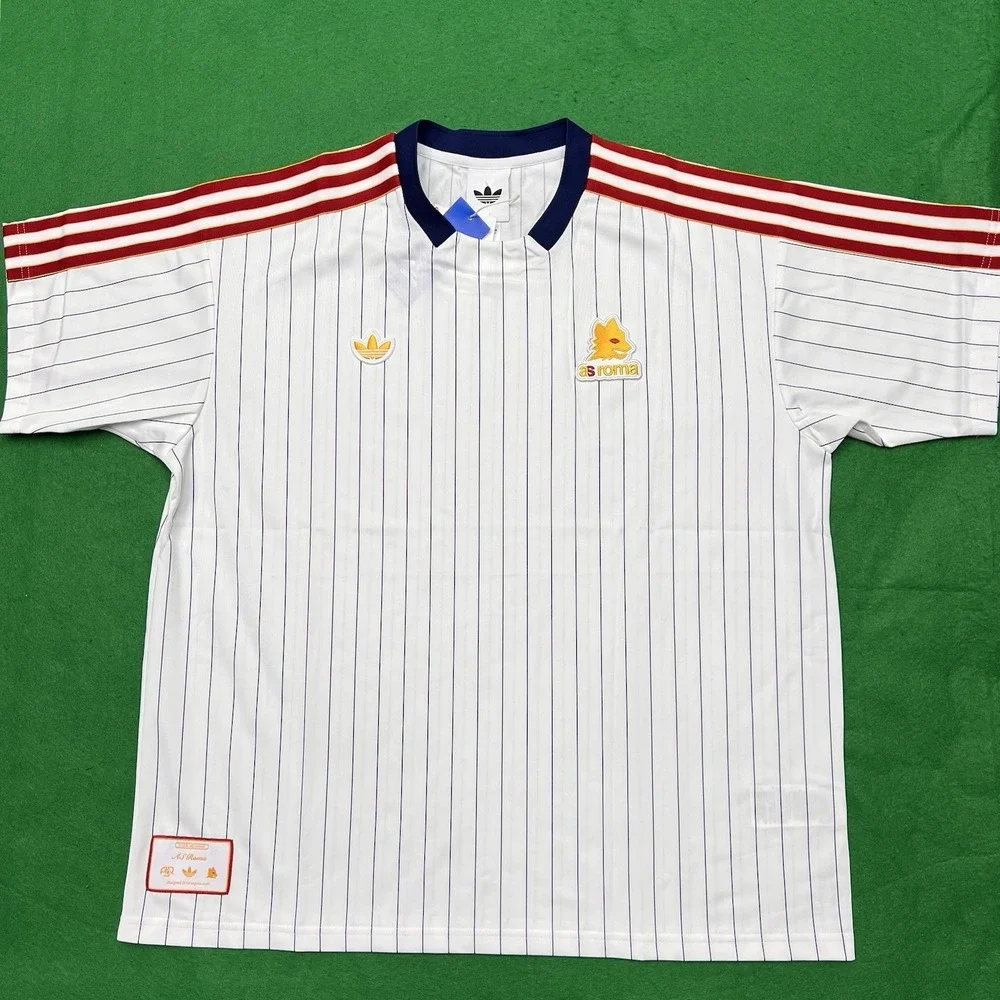 Mens Size 2XL XXL - Adidas AS Roma Terrace Icon White Soccer Jersey JM2128